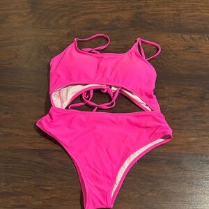 Boutique hot pink one piece swim size S
